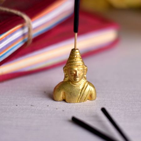 Golden Brass Buddha Incense Stick Holder